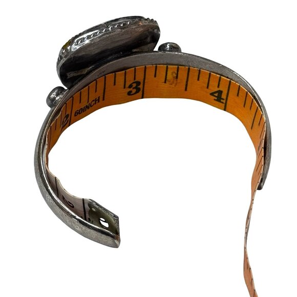 Vintage Navajo Sterling Silver Cuff Bracelet White Buffalo Stone Southwest 42g - Picture 9 of 14